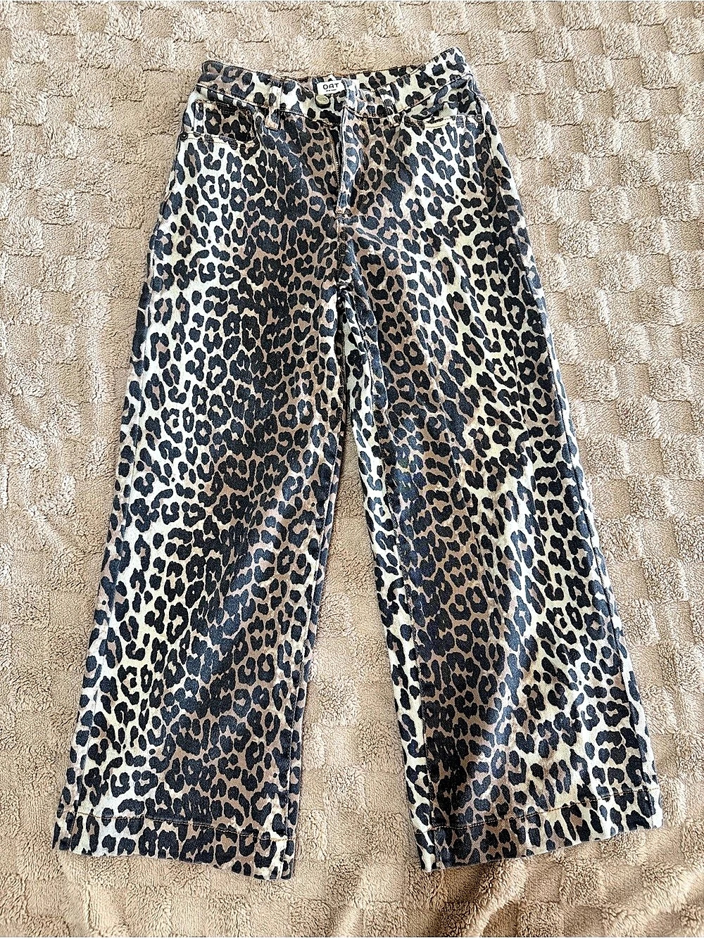 OAT Leopard Wide Leg Jeans Brown Black Size 0/25